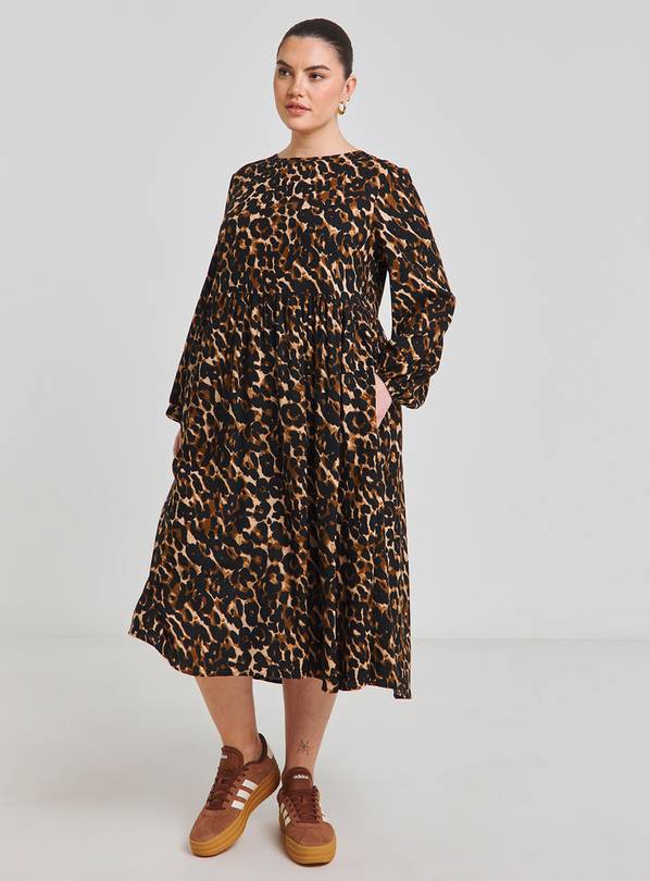 SIMPLY BE Viscose Midi Dress With Pockets - Black Print 32